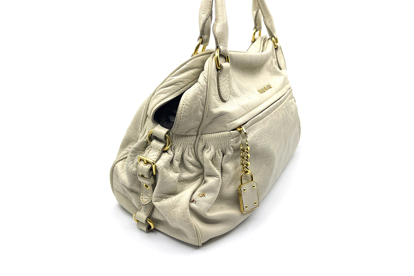 Miu Miu Nappa Medium Charm Satchel Agave