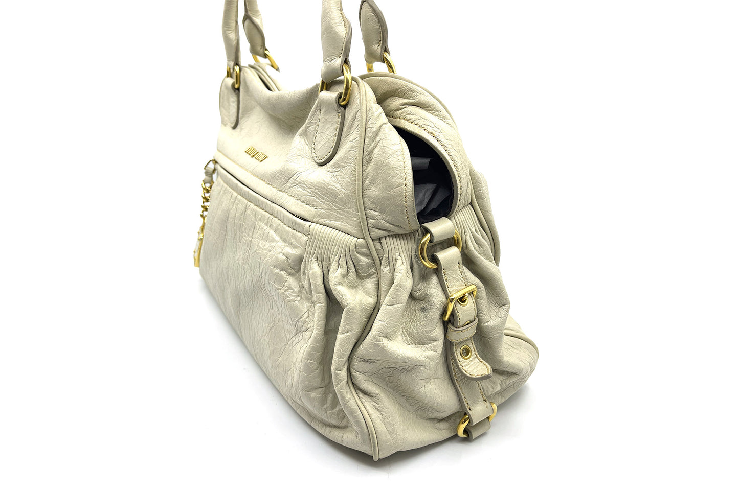 Miu Miu Nappa Medium Charm Satchel Agave