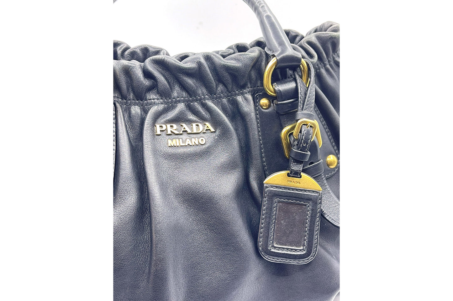 Prada Black Soft Calf Leather Shoulder Bag