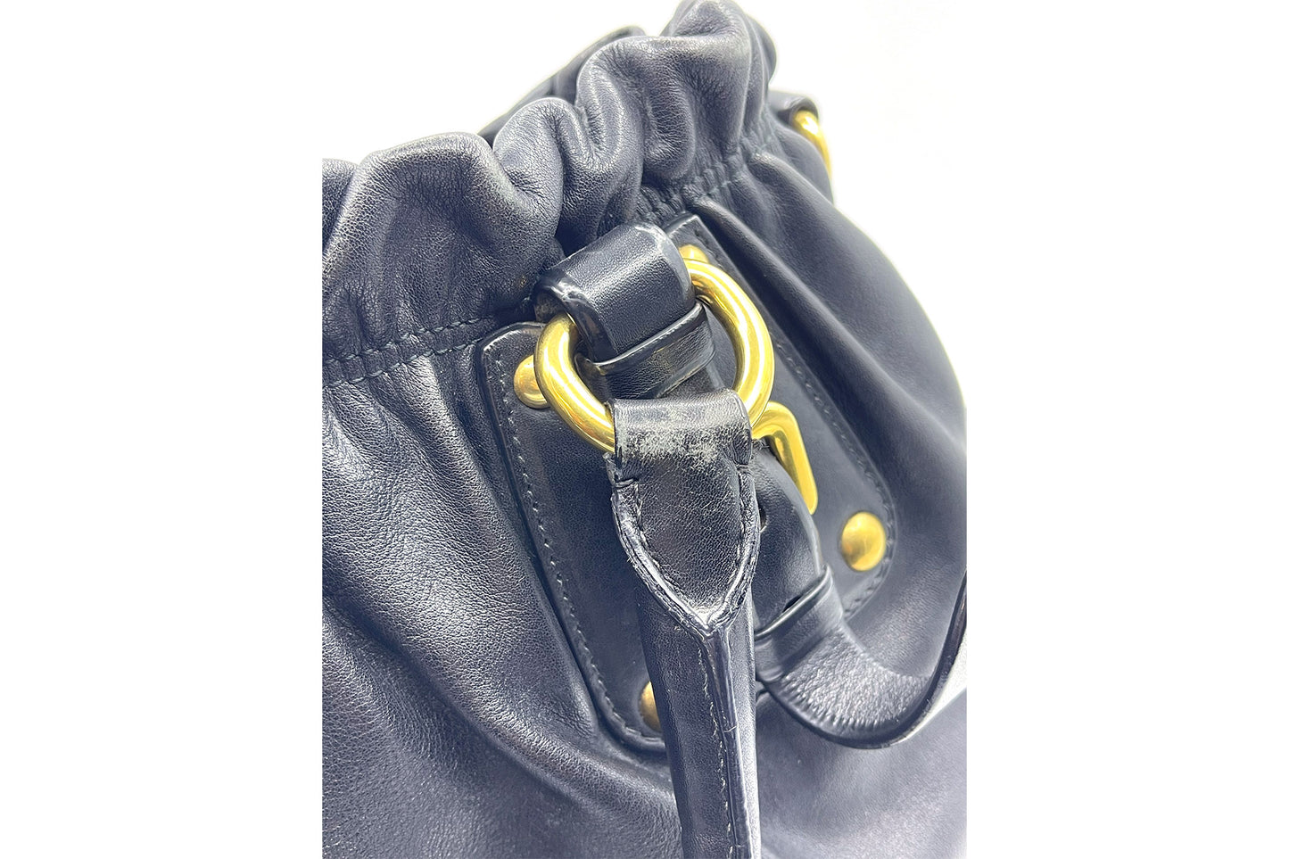 Prada Black Soft Calf Leather Shoulder Bag