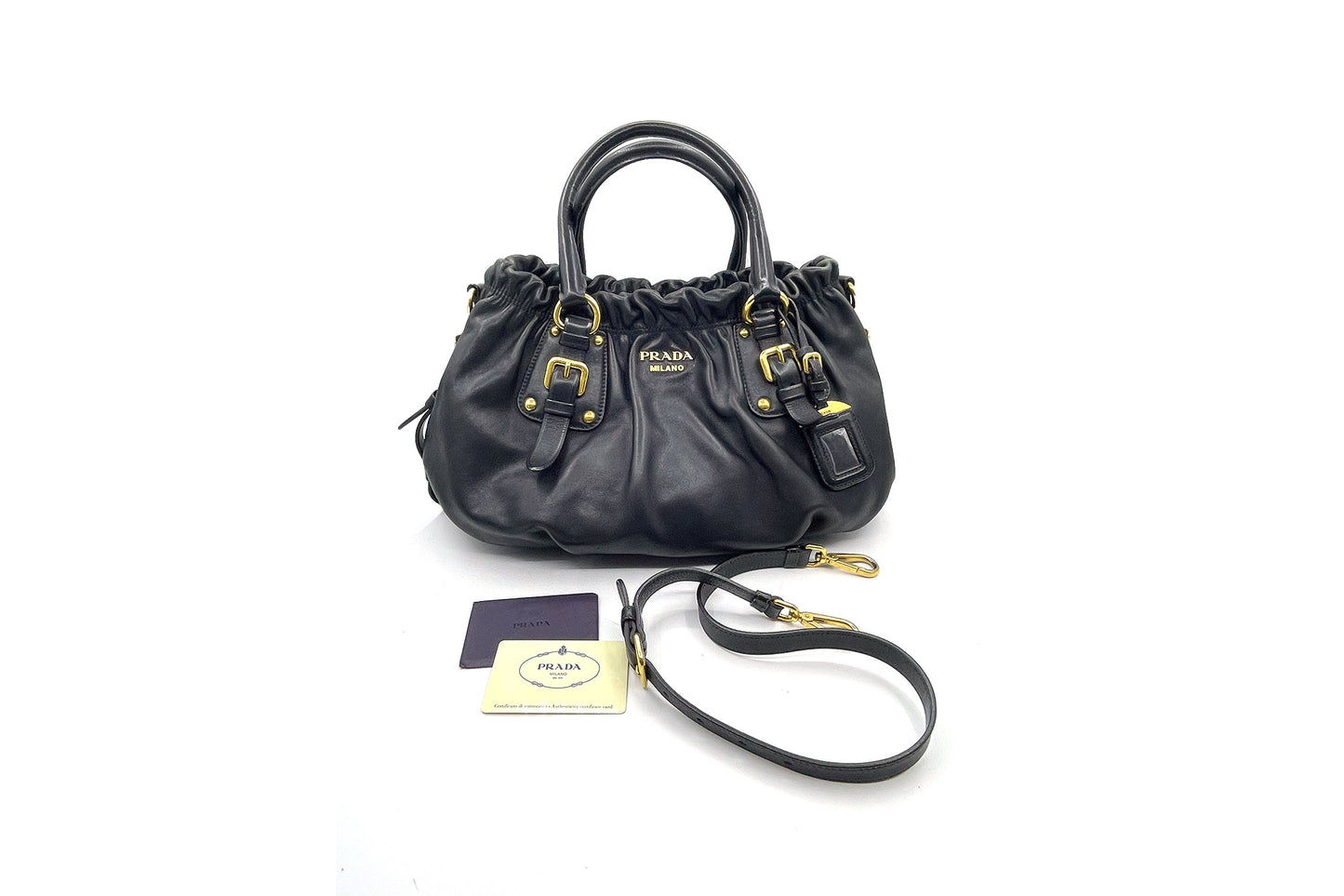 Prada Black Soft Calf Leather Shoulder Bag