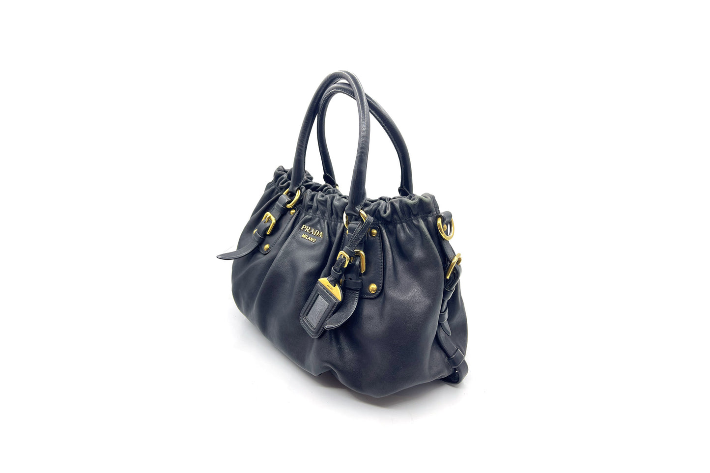 Prada Black Soft Calf Leather Shoulder Bag