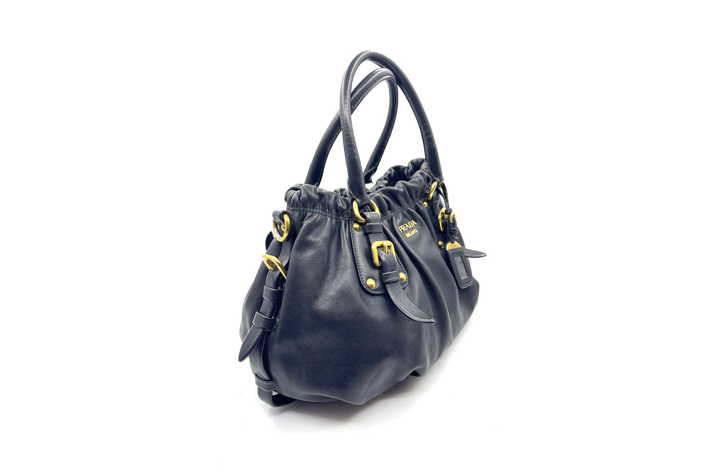 Prada Black Soft Calf Leather Shoulder Bag