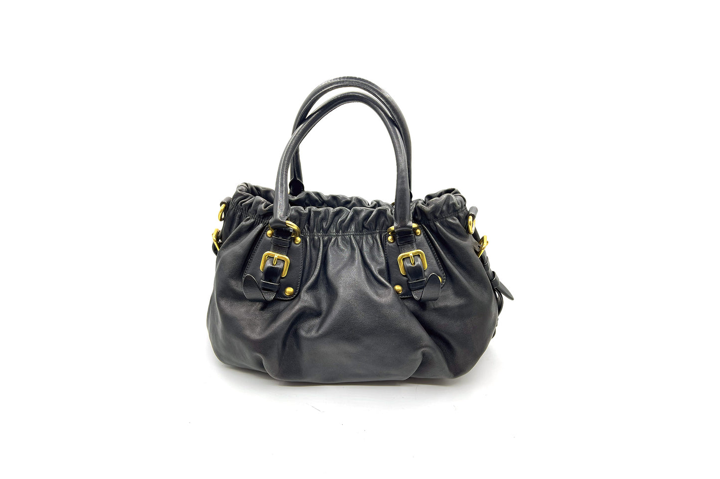 Prada Black Soft Calf Leather Shoulder Bag