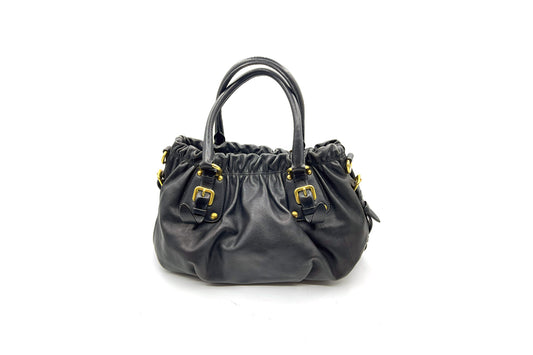 Prada Black Soft Calf Leather Shoulder Bag