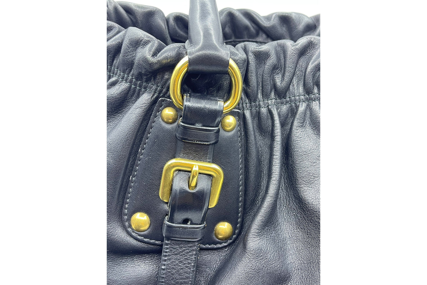 Prada Black Soft Calf Leather Shoulder Bag