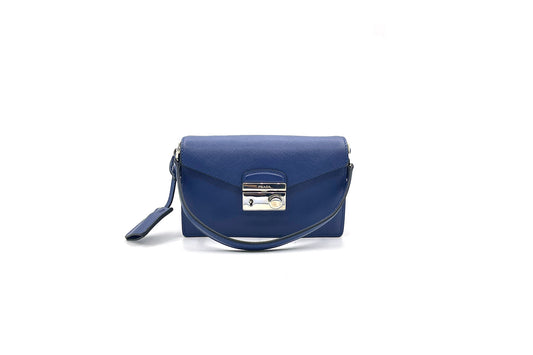 Prada Bluette Saffiano Lux Leather Mini Flap