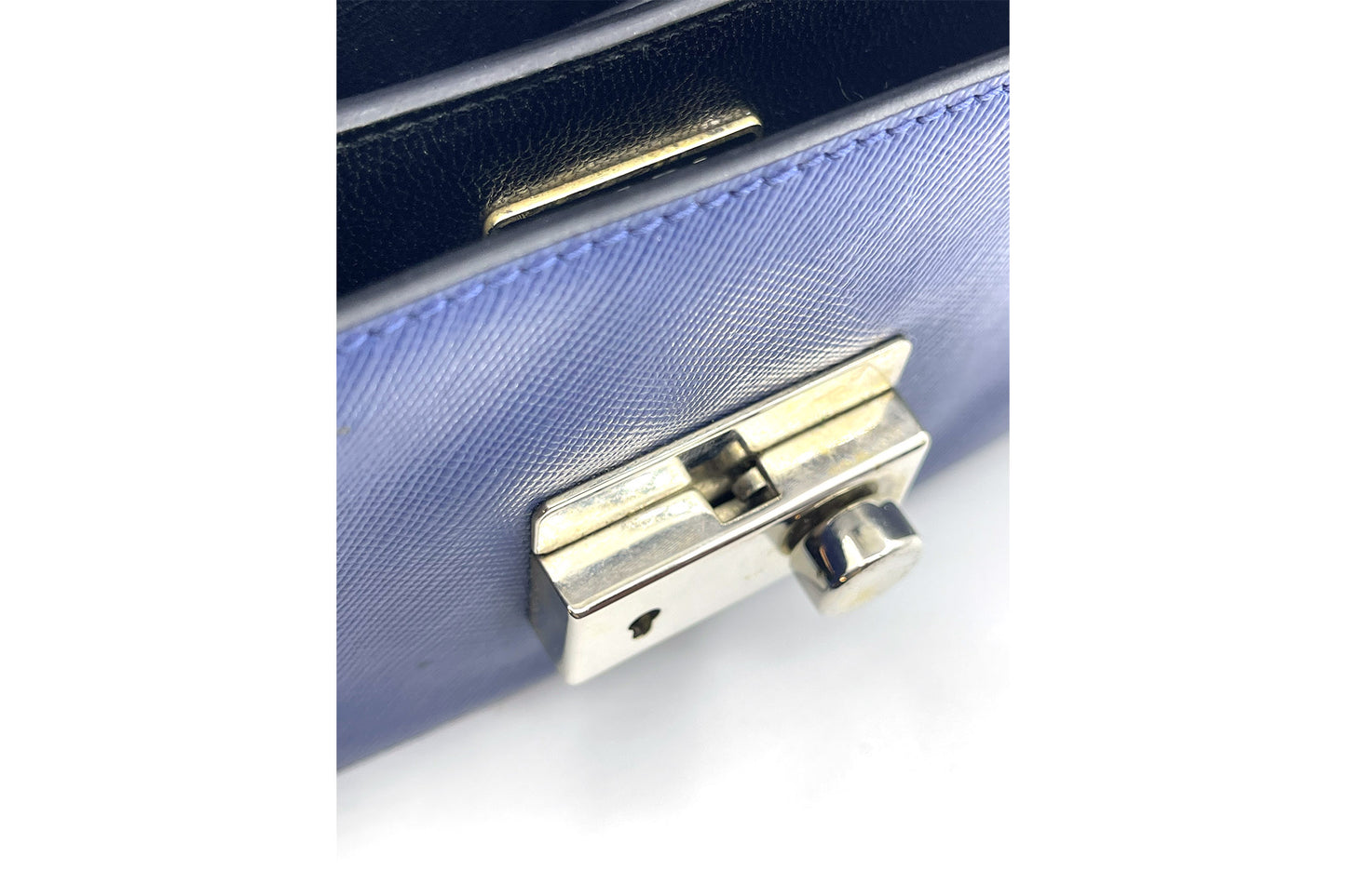Prada Bluette Saffiano Lux Leather Mini Flap
