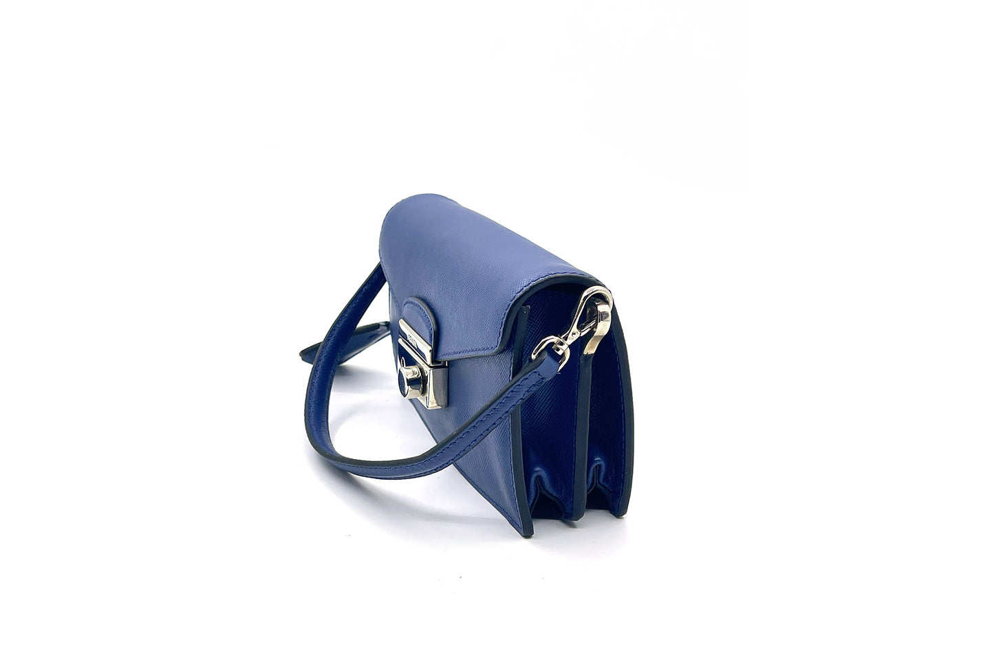 Prada Bluette Saffiano Lux Leather Mini Flap