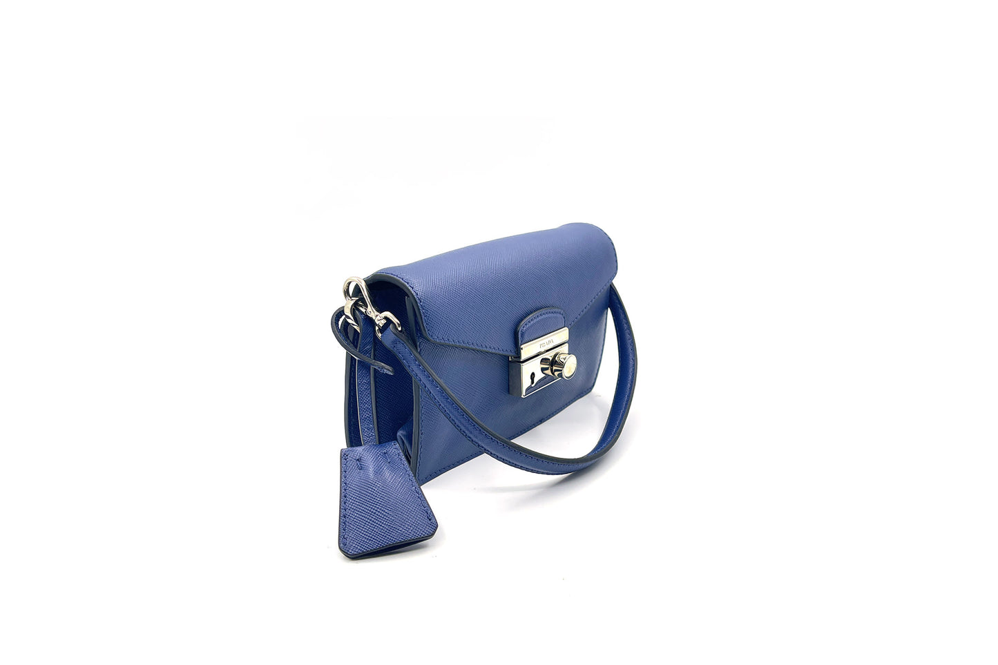 Prada Bluette Saffiano Lux Leather Mini Flap
