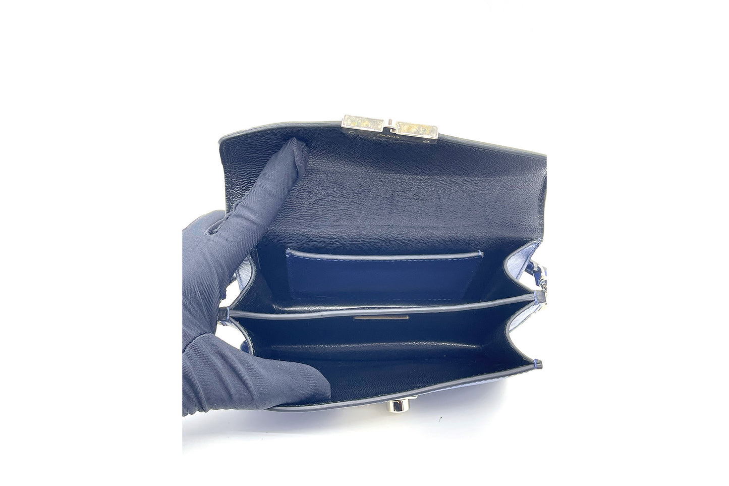Prada Bluette Saffiano Lux Leather Mini Flap