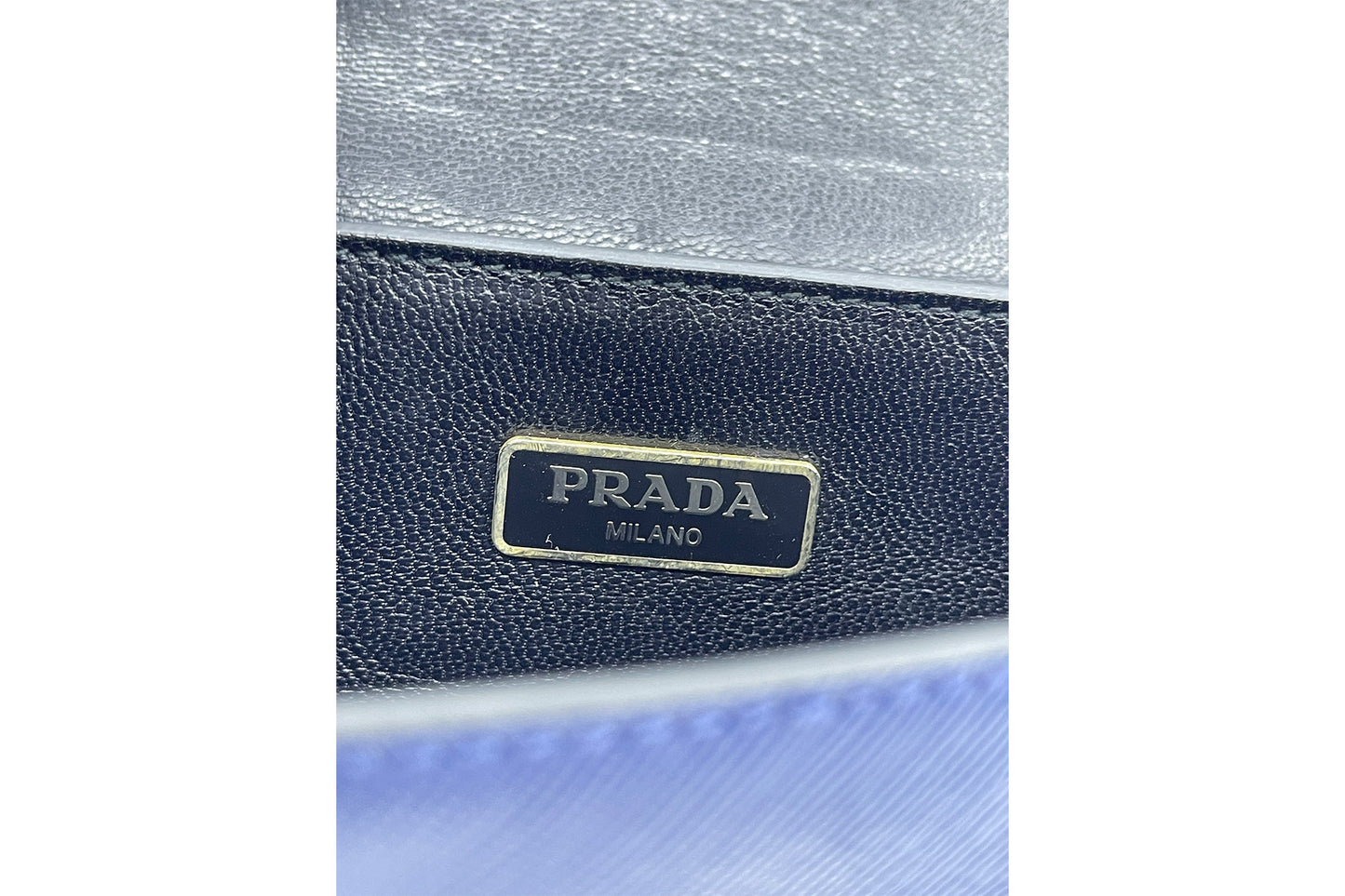 Prada Bluette Saffiano Lux Leather Mini Flap