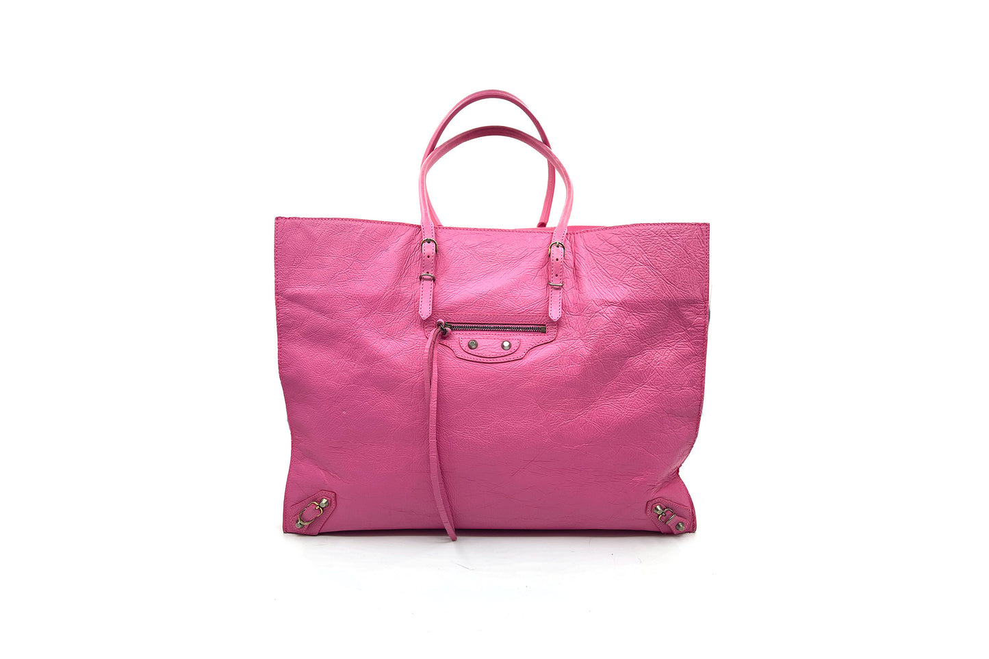 Balenciaga Papier A4 2013 Fleur Corrigee Laminee Pink Leather Tote