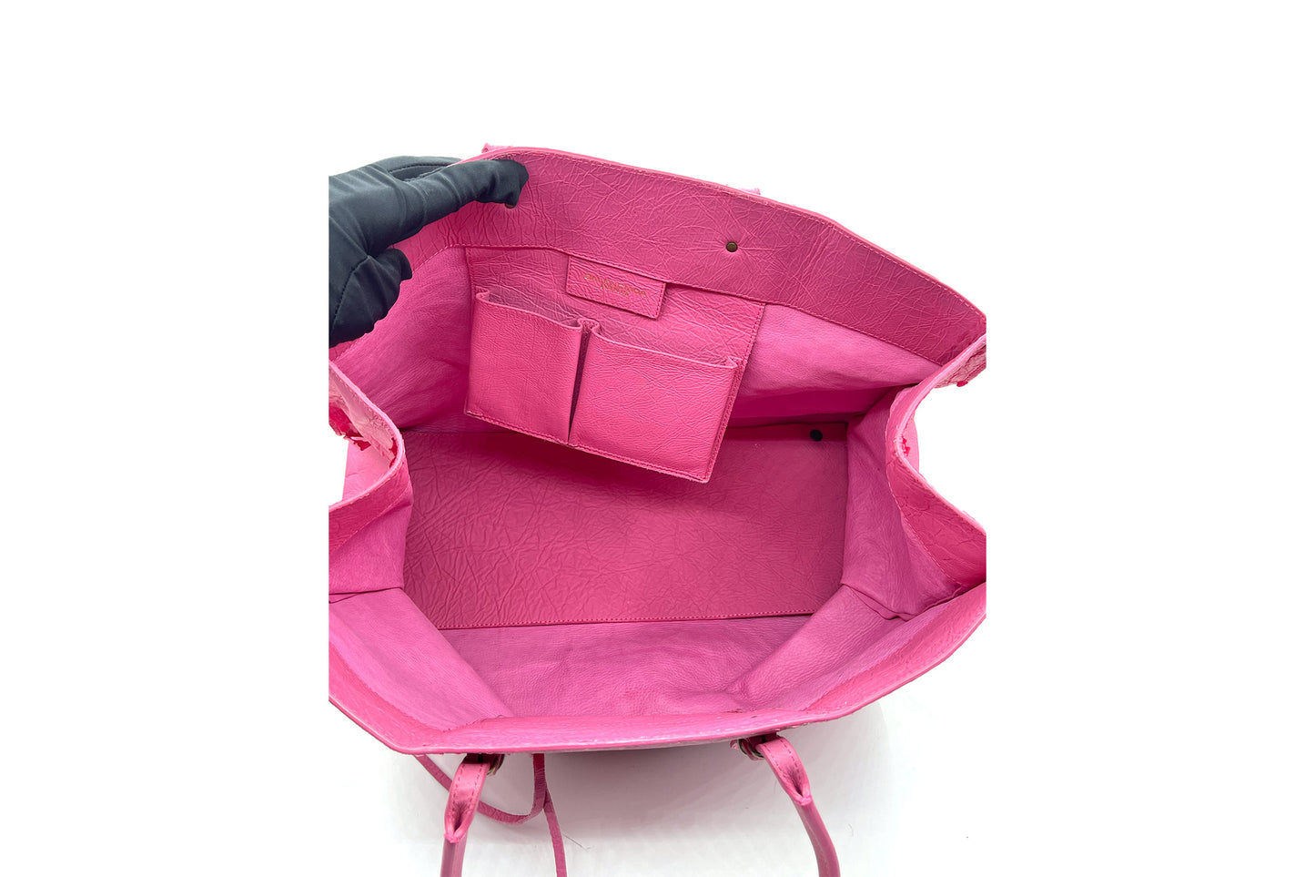 Balenciaga Papier A4 2013 Fleur Corrigee Laminee Pink Leather Tote