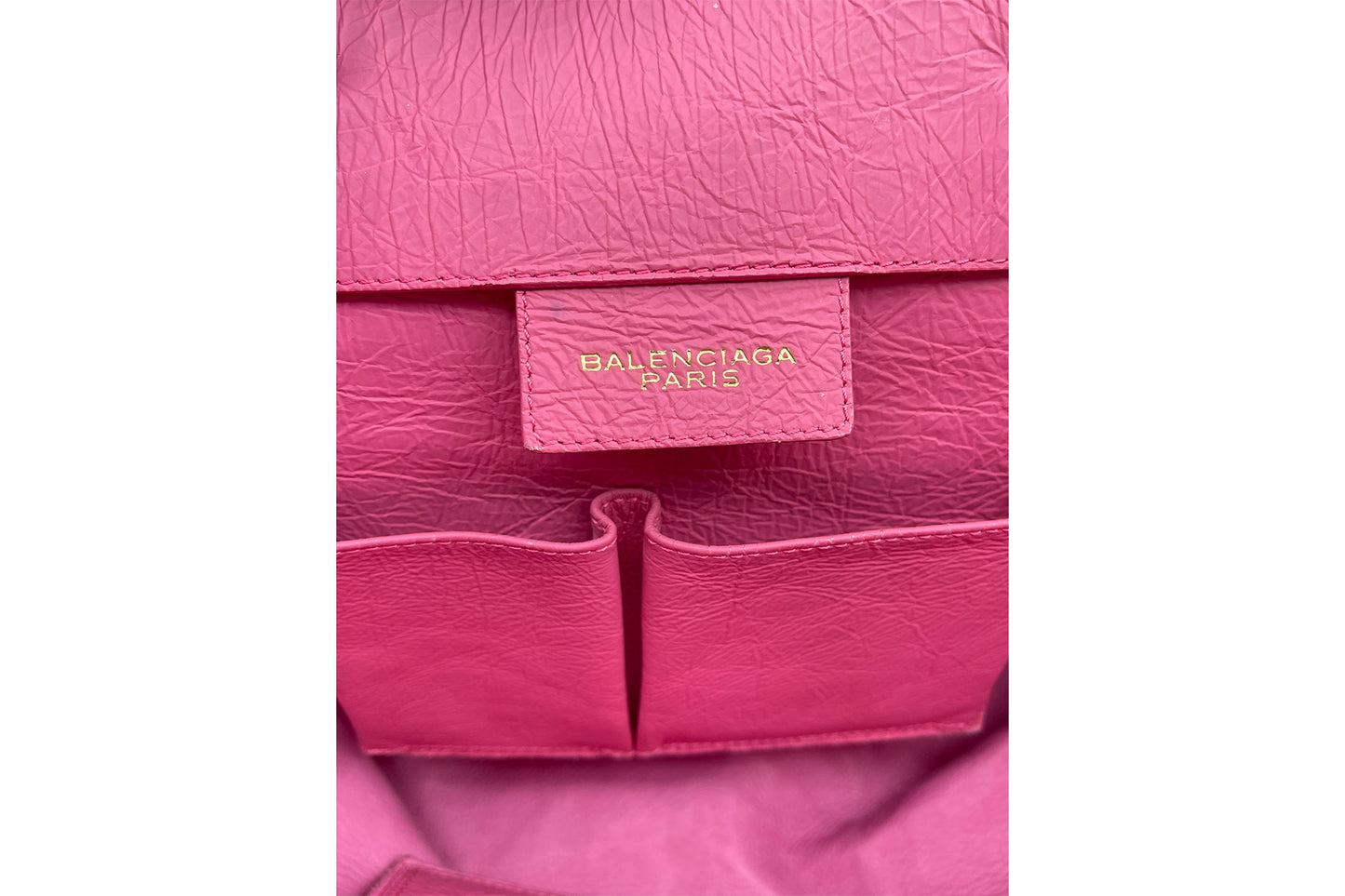 Balenciaga Papier A4 2013 Fleur Corrigee Laminee Pink Leather Tote