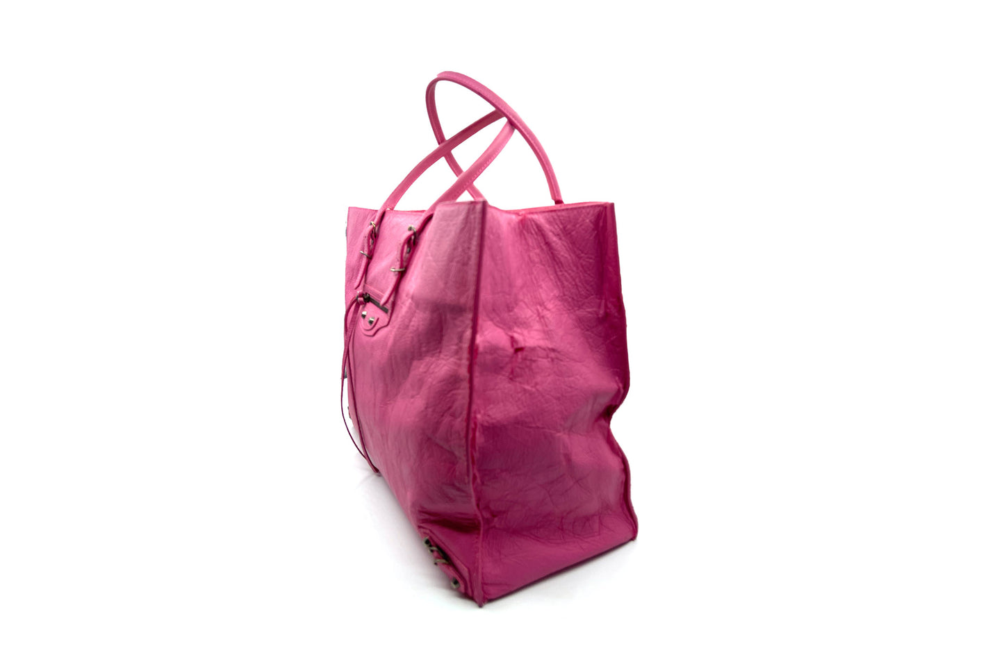 Balenciaga Papier A4 2013 Fleur Corrigee Laminee Pink Leather Tote