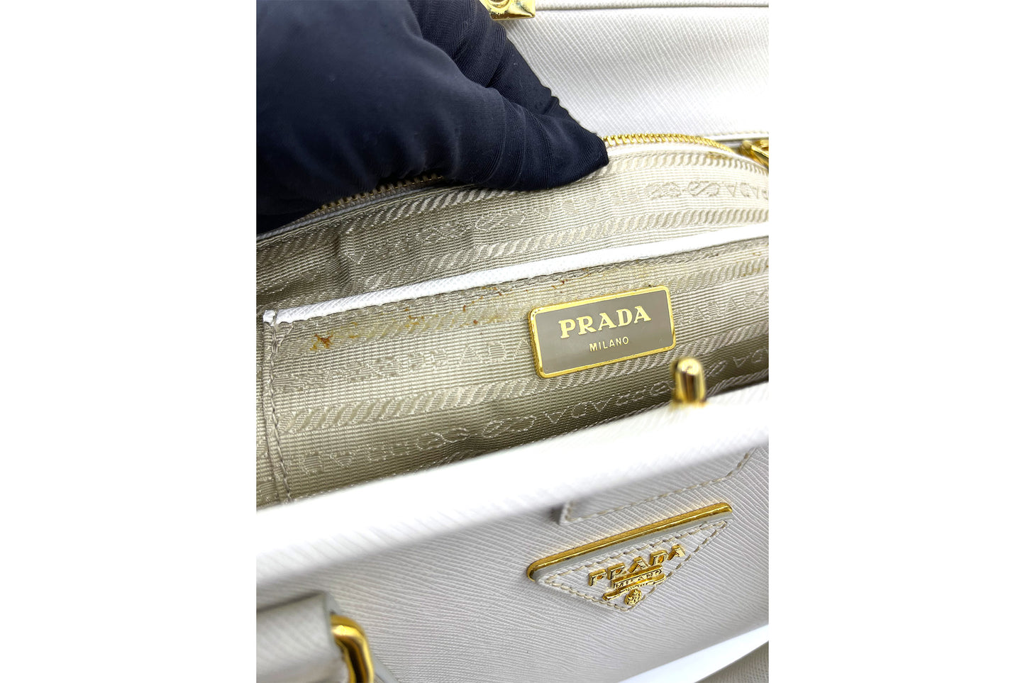 Prada Talco Saffiano Lux Top Handle