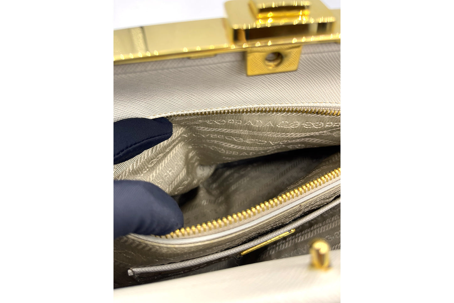 Prada Talco Saffiano Lux Top Handle