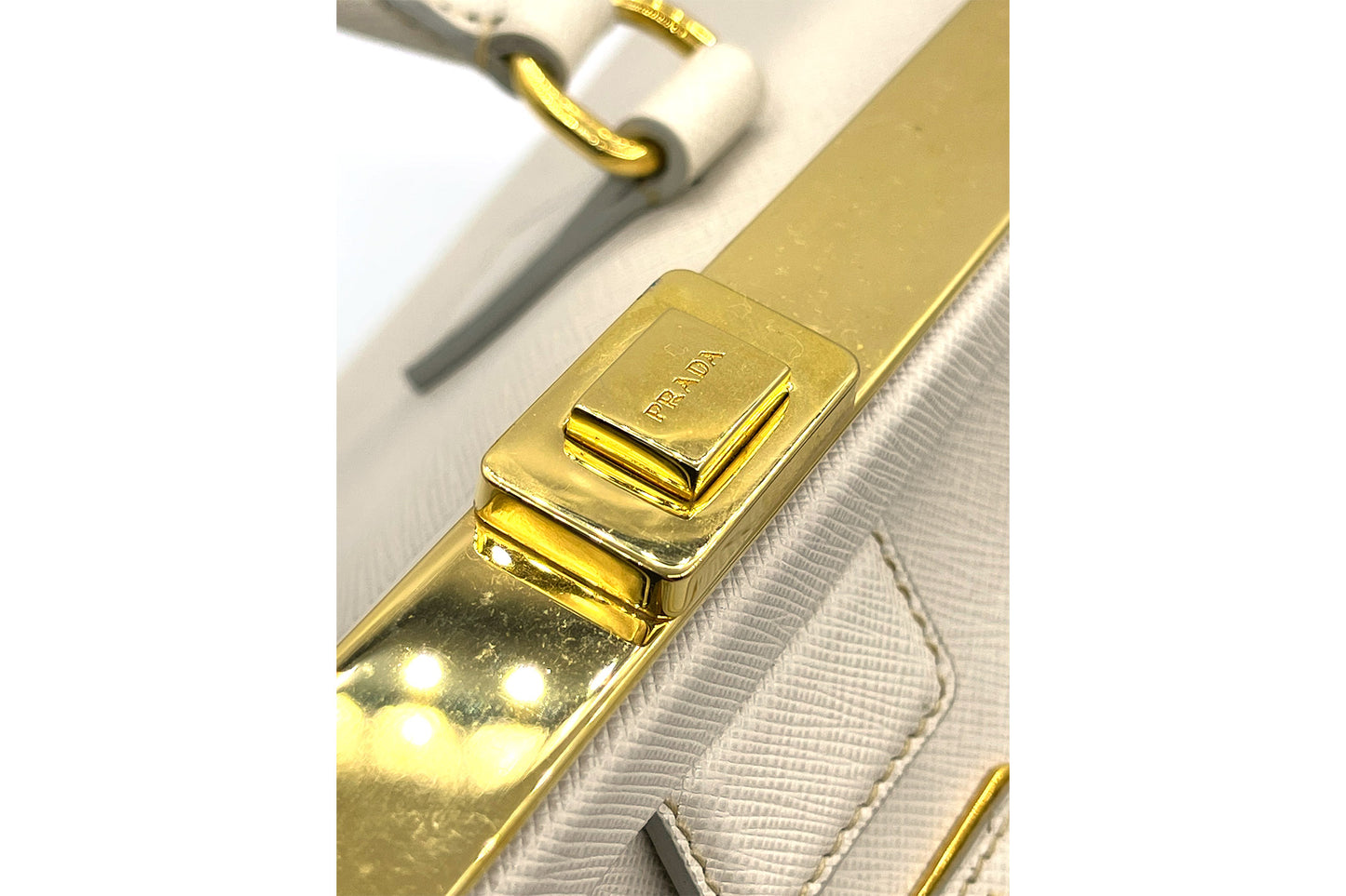 Prada Talco Saffiano Lux Top Handle