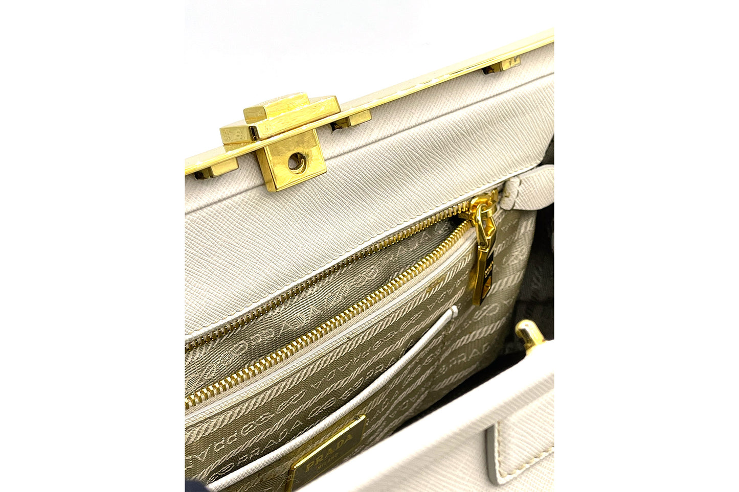 Prada Talco Saffiano Lux Top Handle