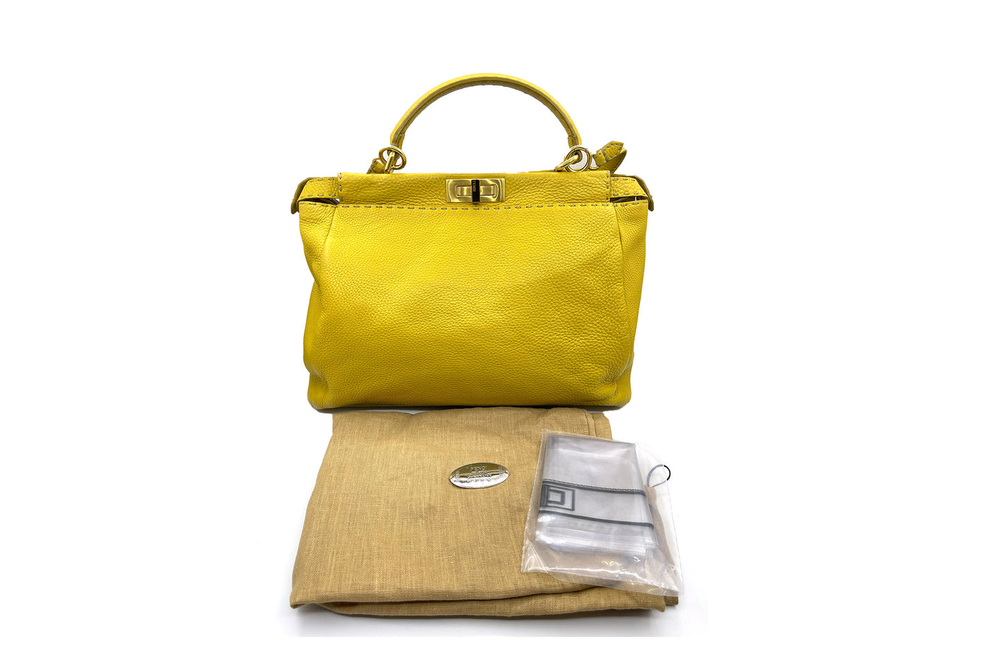 Fendi Yellow Selleria Leather Large Peekaboo Bag