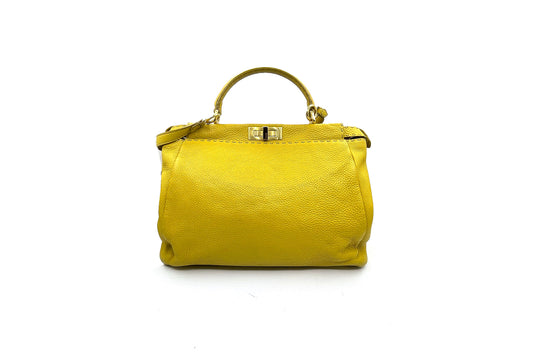 Fendi Yellow Selleria Leather Large Peekaboo Bag
