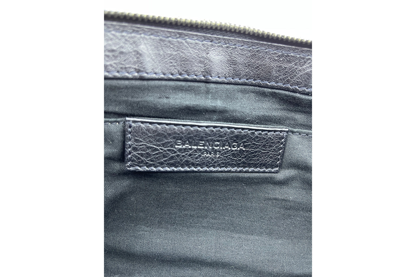 Balenciaga Black Crease Leather Clutch