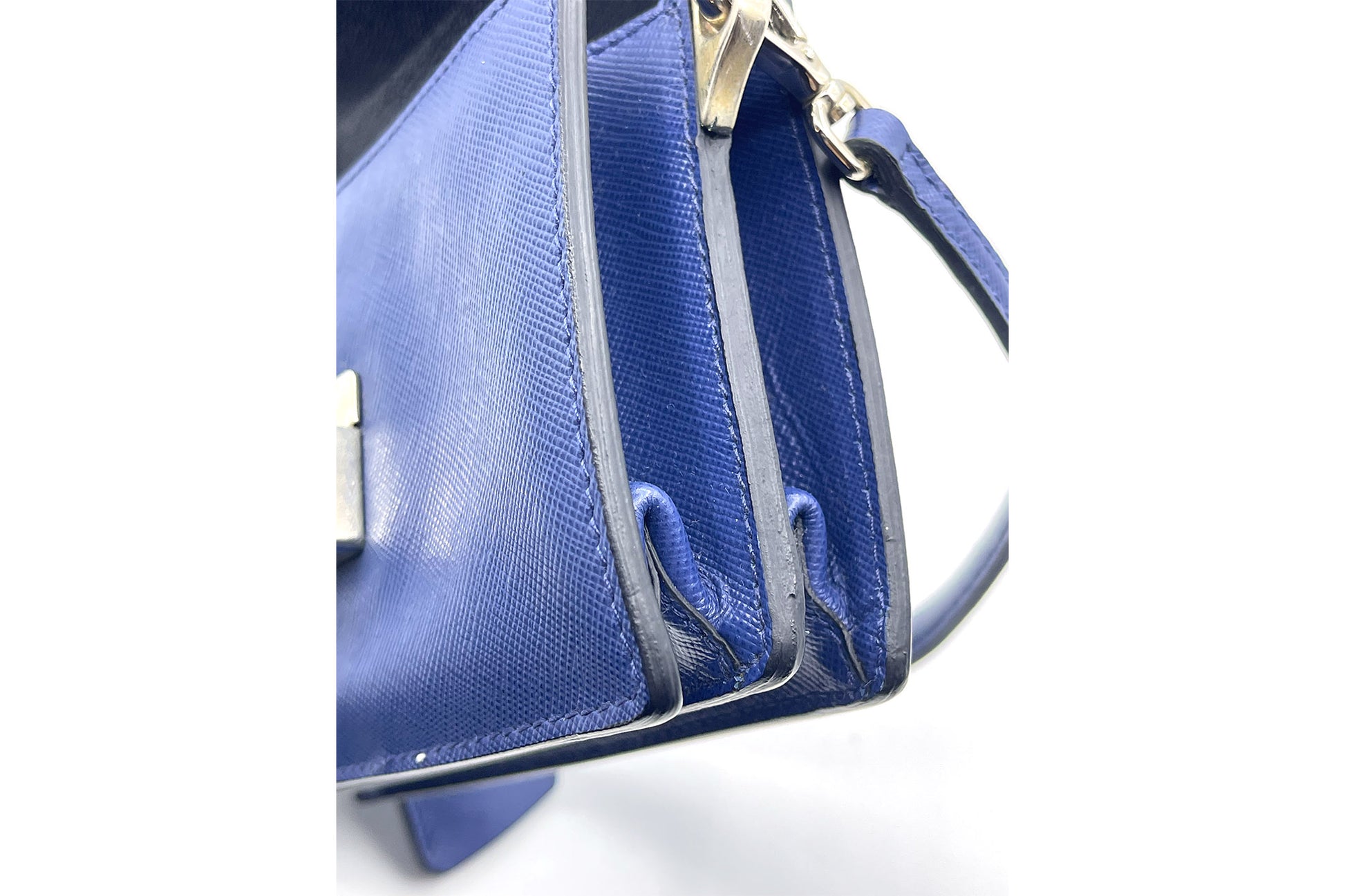 Prada Bluette Saffiano Lux Leather Bandoliera Crossbody Bag
