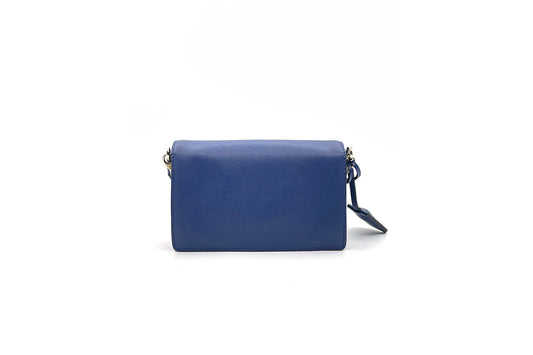 Prada Bluette Saffiano Lux Leather Mini Flap