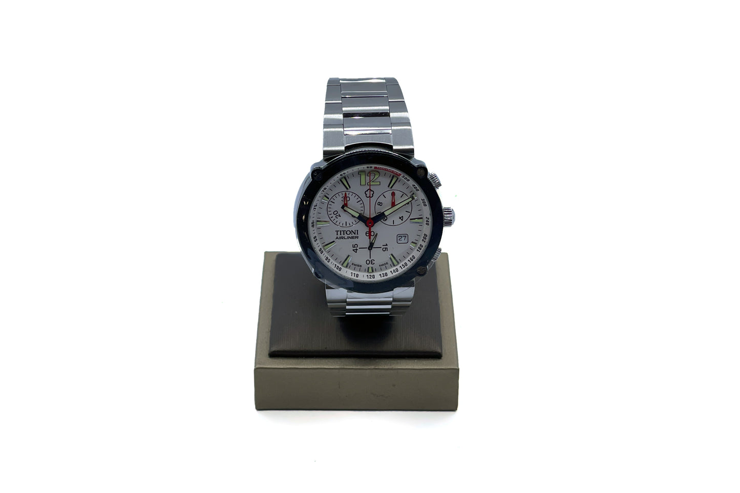 Titoni Airliner S/S Case Silver Bezel, White Dial [WB-646-TIT]